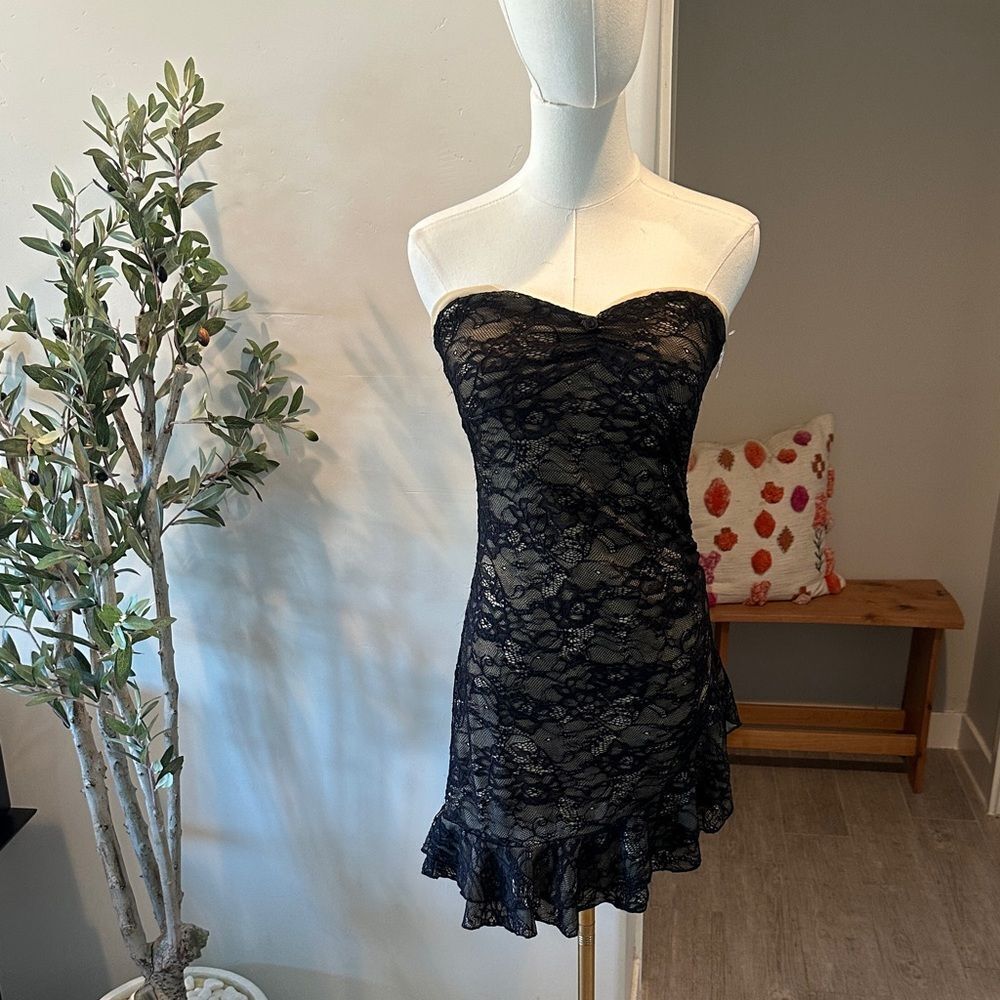Princess Polly Hendrie Lace Mini Dress Black